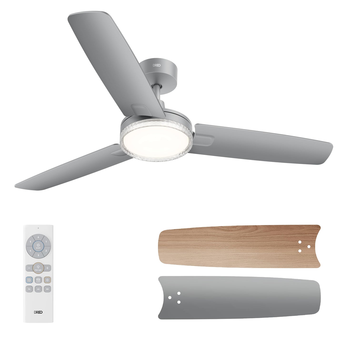 DREO Bedroom Ceiling Fan with Lights, Quiet DC Motor, 22db,Quick-Install, Powerful Airflow, 6 Speeds with Remote, Reversible, 6-Level Dimmable, 5CCT
