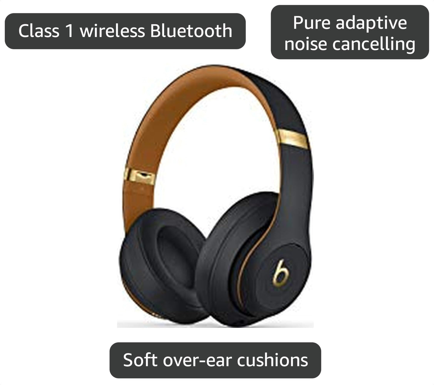 Beats Studio3 Wireless Over-Ear Headphones The beats Skyline Collection - Midnight Black (Renewed)