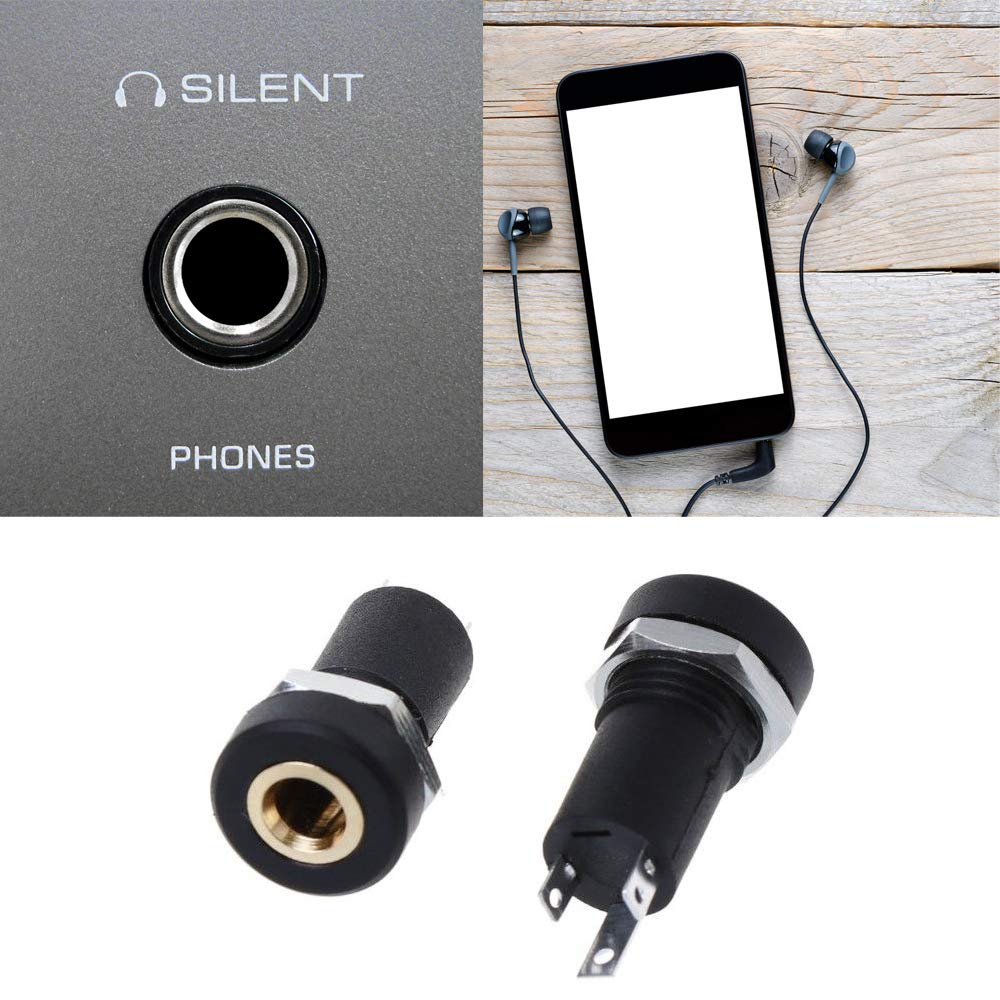 Ximimark 4pcs 3.5mm Audio Video Connector with Nut - Black