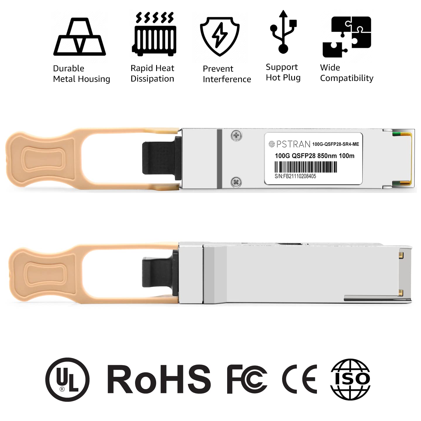 OPSTRAN 100GBASE-SR4 QSFP28 Optical Transceiver Module Compatible with Mellanox MMA1B00-C100D 100G QSFP28 SR4 850nm 100m DDM MPO-12/UPC MMF