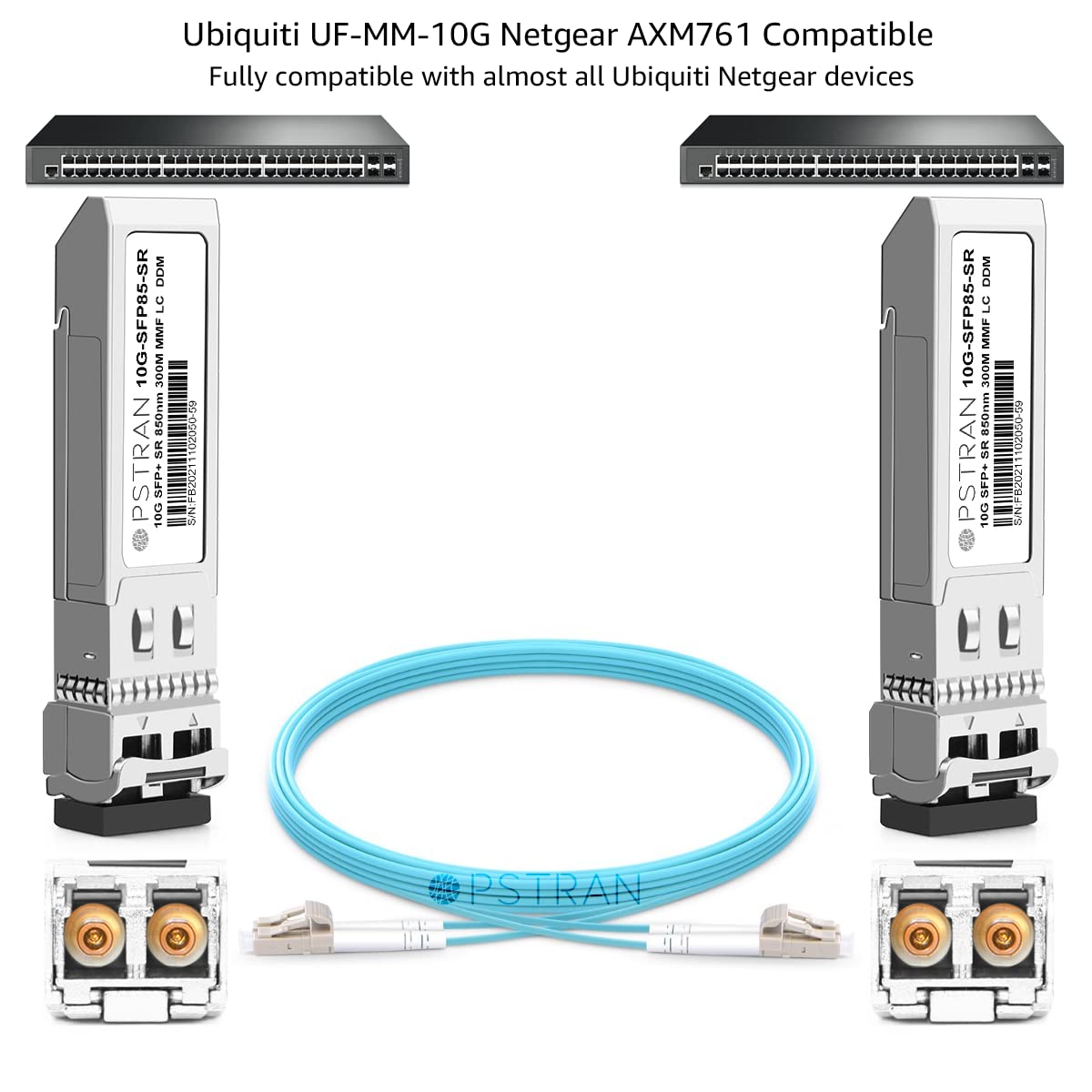 OPSTRAN 10GBASE-SR SFP+ Optical Transceiver Module Compatible with Ubiquiti Unifi UF-MM-10G 10Gbps 850nm 300m DDM Duplex LC MMF