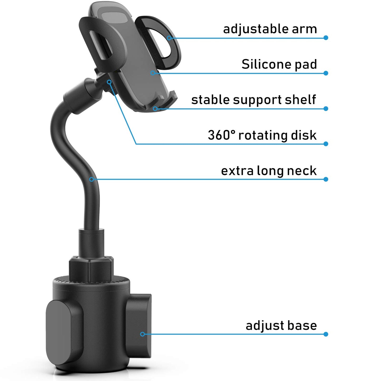 Phone Holders for Your Car, Cup Holder Phone Mount, Universal Adjustable Gooseneck Cup Holder Cradle Car Mount for iPhone 17/16/15/14/13/12/11/Pro