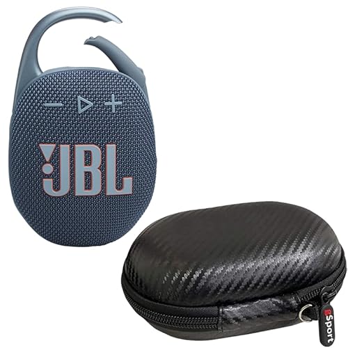 JBL Clip 5 Ultra Portable Bluetooth Speaker with gSport Carbon Fiber Case (Blue)