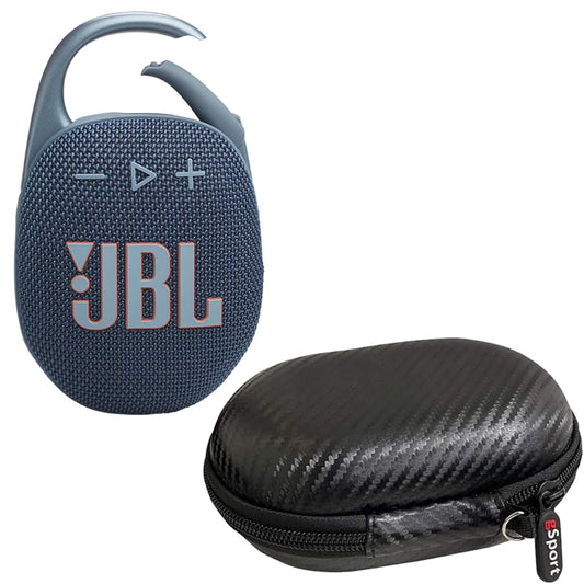 JBL Clip 5 Ultra Portable Bluetooth Speaker with gSport Carbon Fiber Case (Blue)