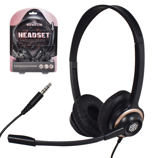 Sonitum Headset with Microphone - Noise Canceling Computer Headset for Office, Meetings, Chat- Comfortable Over-Ear PC Headphones with Rotating Mic…