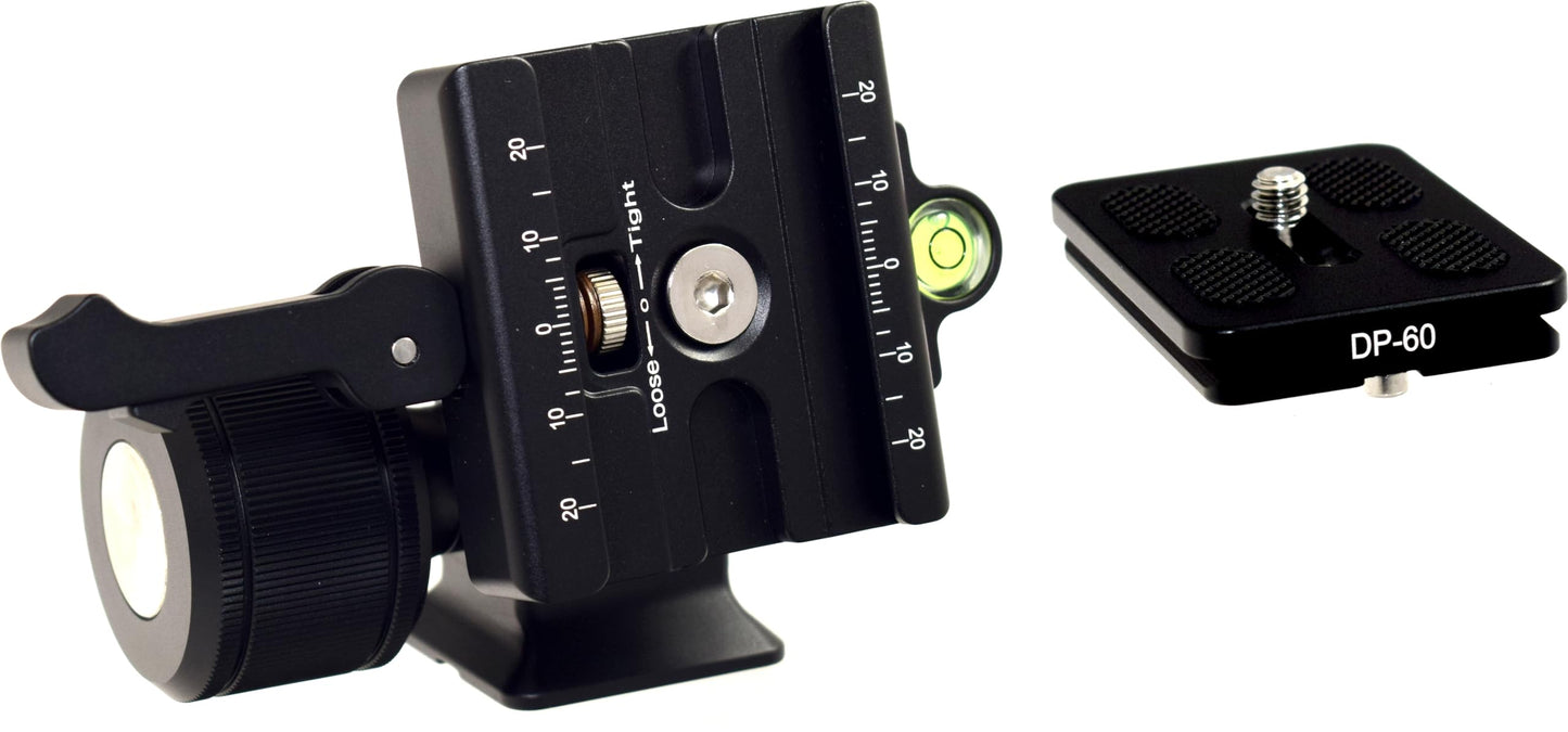 Desmond DMH-2-DLC-60 60mm Lever Lock Clamp Tripod Tilt Head Arca Compatible Oversized Knob