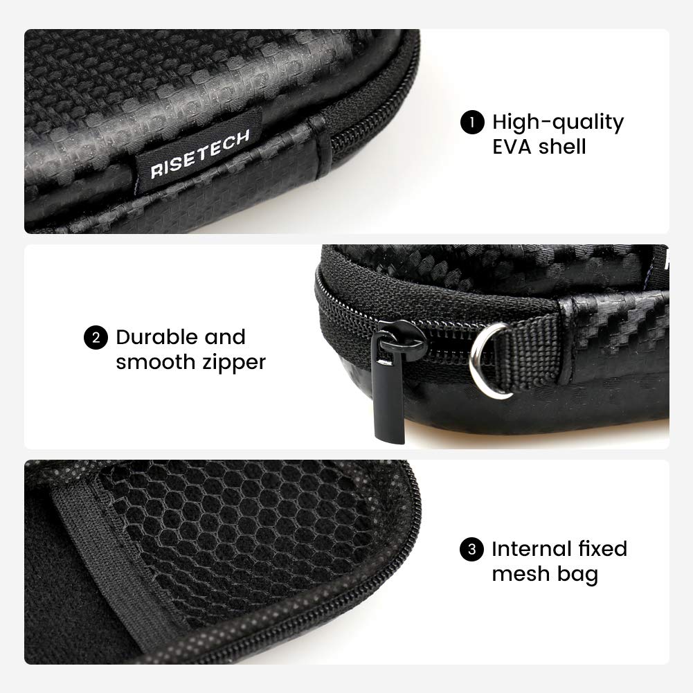 Earbud Case, RISETECH Earphone Carrying Case Holder EVA Headphone Storage Bag Small Zipper Pouch Compatible for EarPods, AirPods, Beats Flex