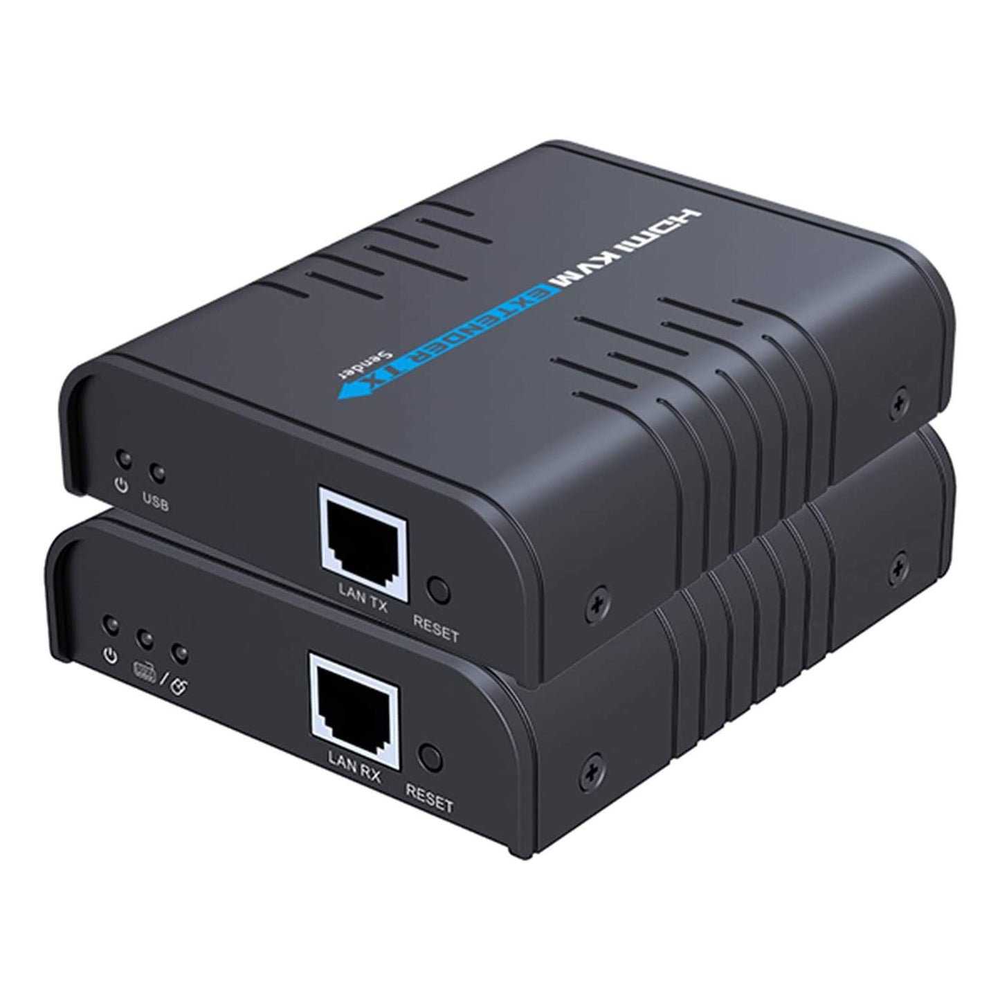 AGPTEK USB HDMI KVM Extender Over Single Cat 5/5E/6/7 Ethernet Cable- Signal Extension Up to 120m/365Ft- USB Keyboard Mouse Support- Adapter