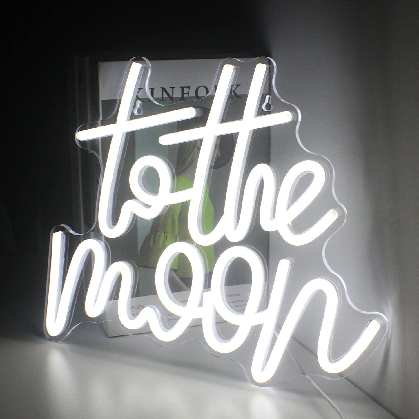 Looklight To The Moon Neon Sign Letters Led Signs White Neon Lights for Wall Decor Connectivity Light Up Moon Wedding Anniversary Home Birthday