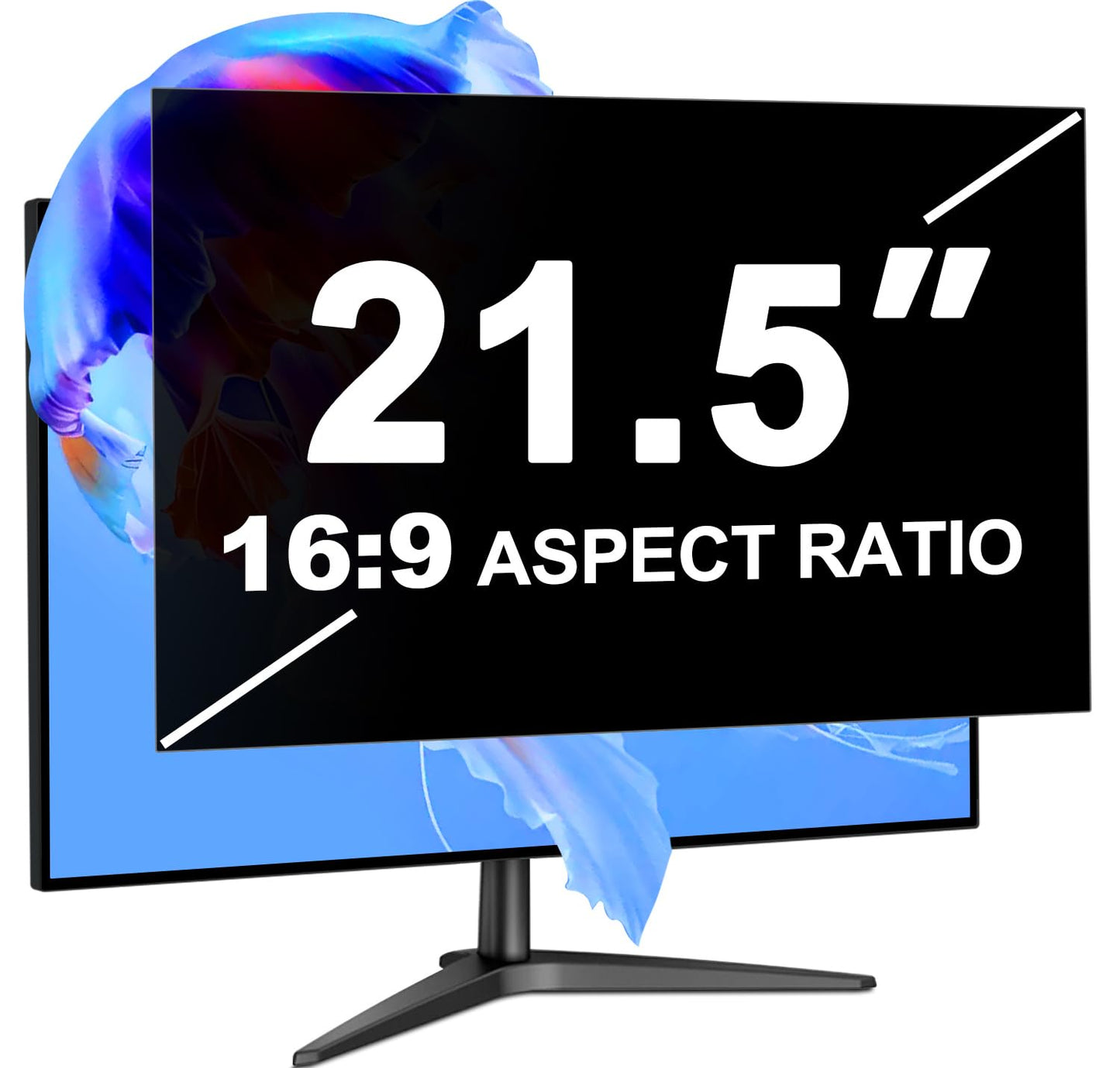 LUSA DESIGN 21.5 Inch Computer Privacy Screen Filter for 16:9 Aspect Ratio, Eye Protection Anti Blue Light Glare Shield, Removable Black Blackout Anti