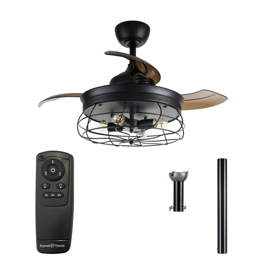 36 Inch Retractable Ceiling Fans with Lights, Invisible Cage Fan