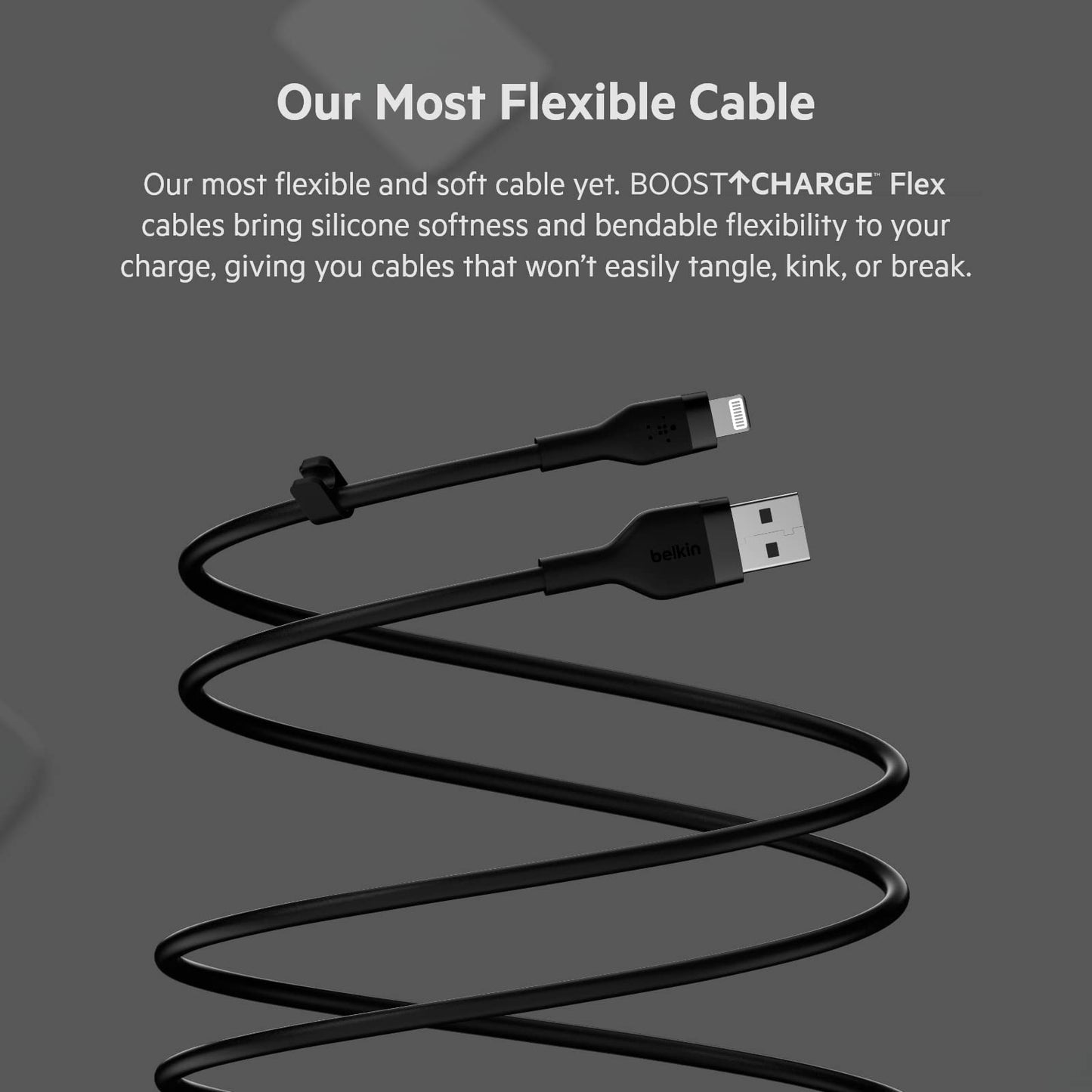 Belkin BoostCharge Flex Silicone USB Type A to Lightning Cable (2M/6.6FT), MFi Certified Charging Cable for iPhone 13, 12, 11, Pro, Max, Mini, SE…