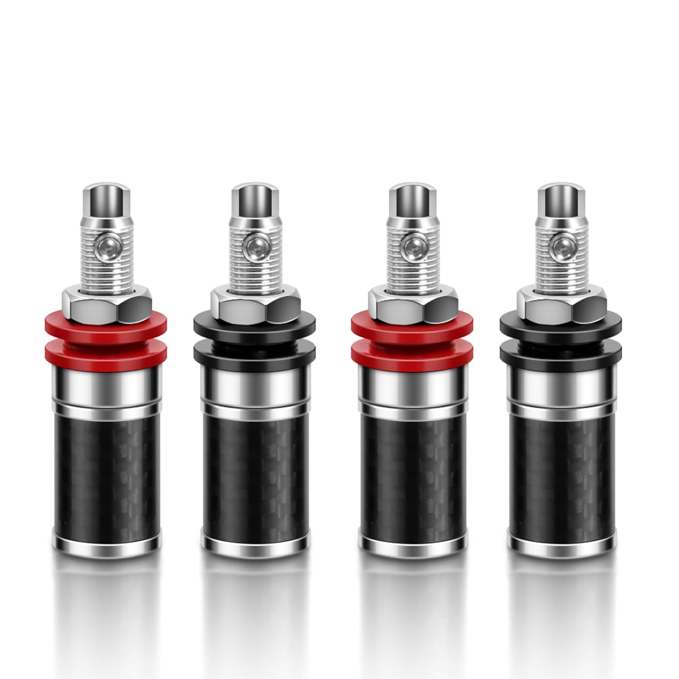 KUYIOHIFI HiFi Speaker Binding Post Rhodium-Plated Copper Hi-end Speaker Banana Plug Socket Terminals Screw Locking Audiophile Banana Jack Connectors