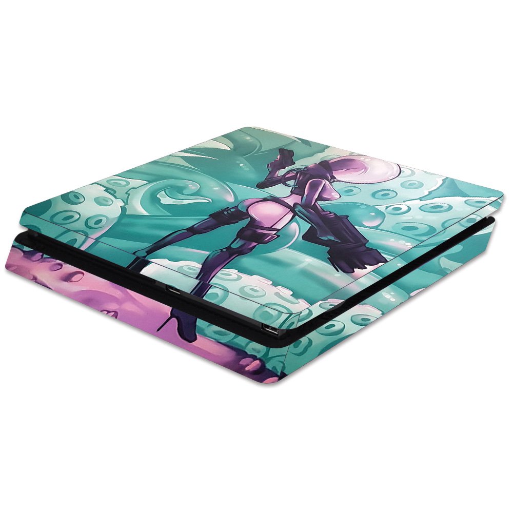 MightySkins Skin Compatible with Sony PS4 Slim Console - Tentacle Invasion | Protective, Durable, and Unique Vinyl Decal wrap Cover | Easy to Apply