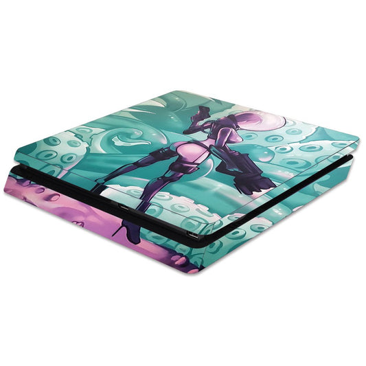 MightySkins Skin Compatible with Sony PS4 Slim Console - Tentacle Invasion | Protective, Durable, and Unique Vinyl Decal wrap Cover | Easy to Apply