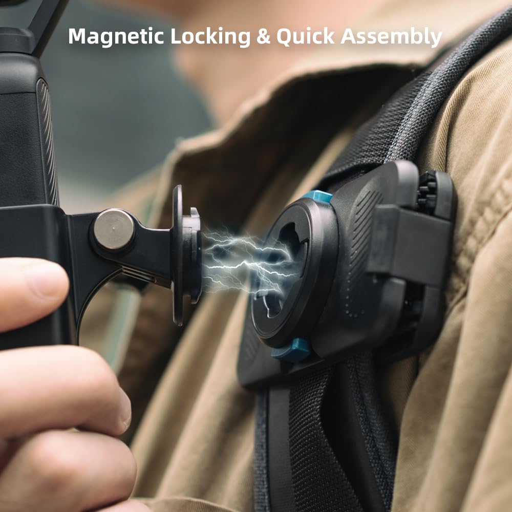 SUREWO Magnetic Quick Release Osmo Pocket 3 Backpack Clip Mount,360° Rotation Quick Clip Mount Compatible with DJI Osmo Pocket 3