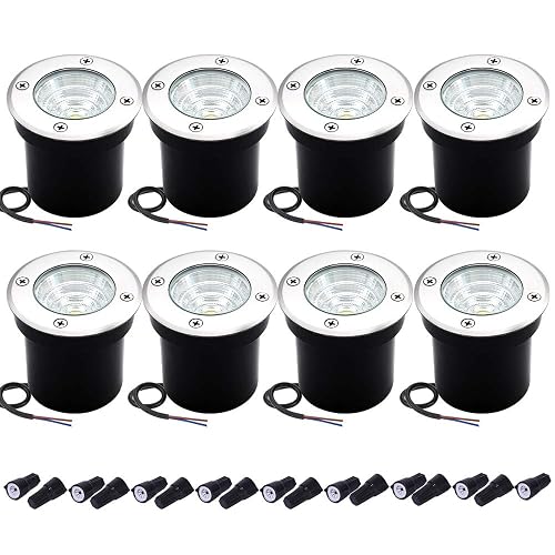 Well Lights Landscape Lighting, Low Voltage Outdoor In Ground Landscape Lights, 5W 12V-24V Waterproof Warm White 3000K Deck Light for Garden, Pathway