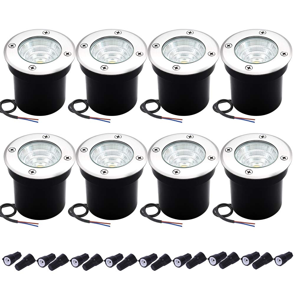 Well Lights Landscape Lighting, Low Voltage Outdoor In Ground Landscape Lights, 5W 12V-24V Waterproof Warm White 3000K Deck Light for Garden, Pathway