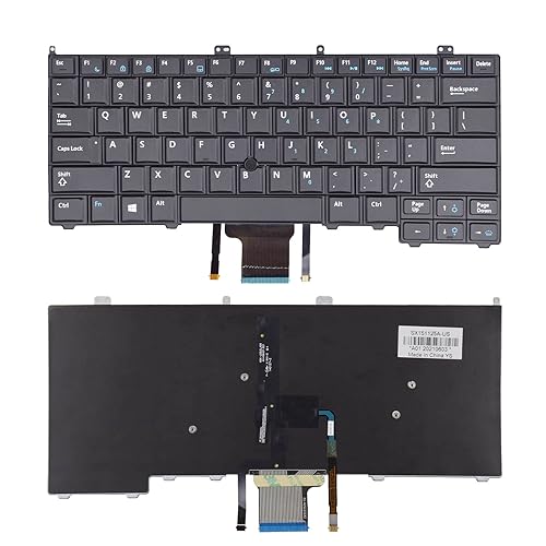 SUNMALL Backlit Keyboard Replacement with Pointer and Backit Compatible with Dell Latitude 14 7000 E7440 E7240 E7420 Series Black US Layout