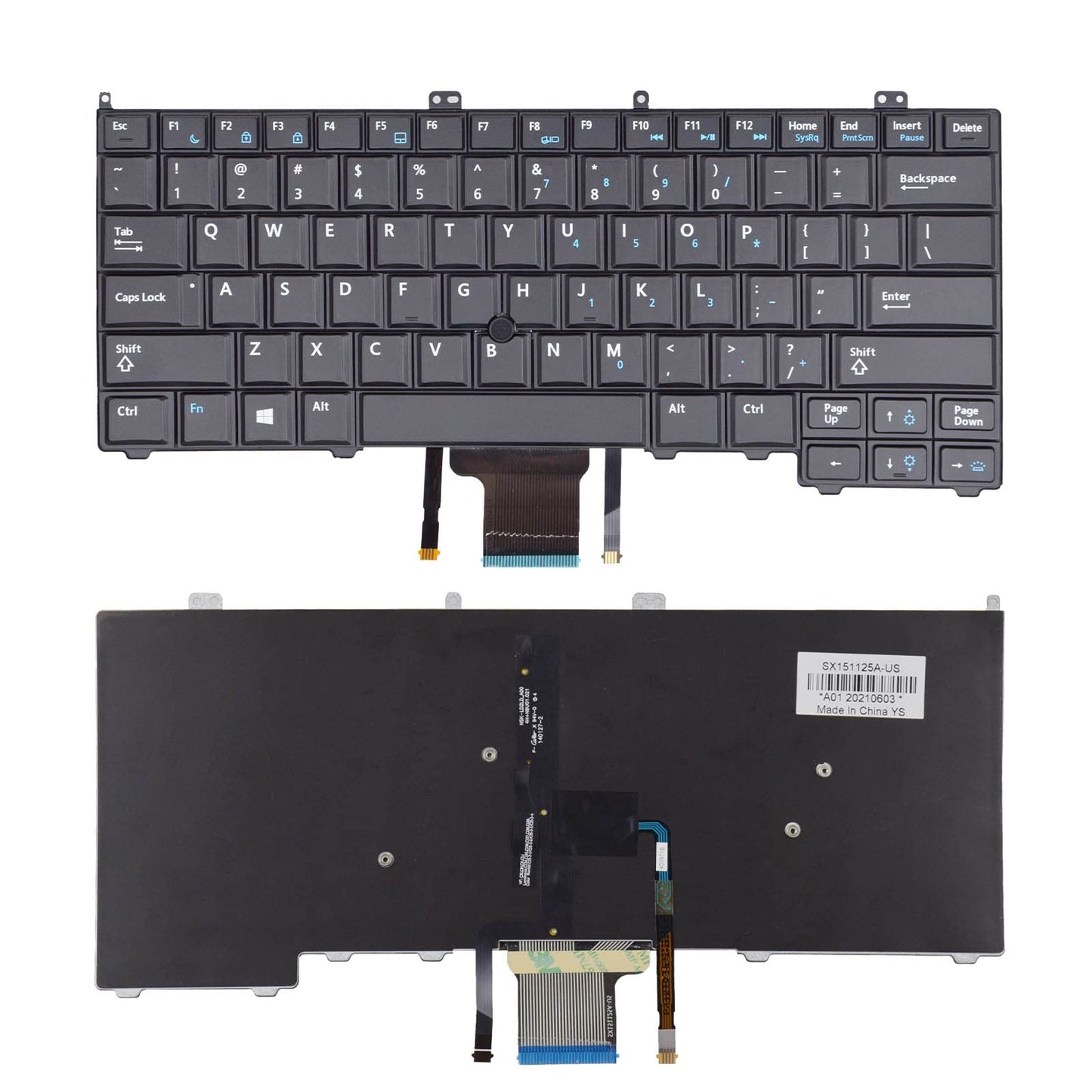 SUNMALL Backlit Keyboard Replacement with Pointer and Backit Compatible with Dell Latitude 14 7000 E7440 E7240 E7420 Series Black US Layout