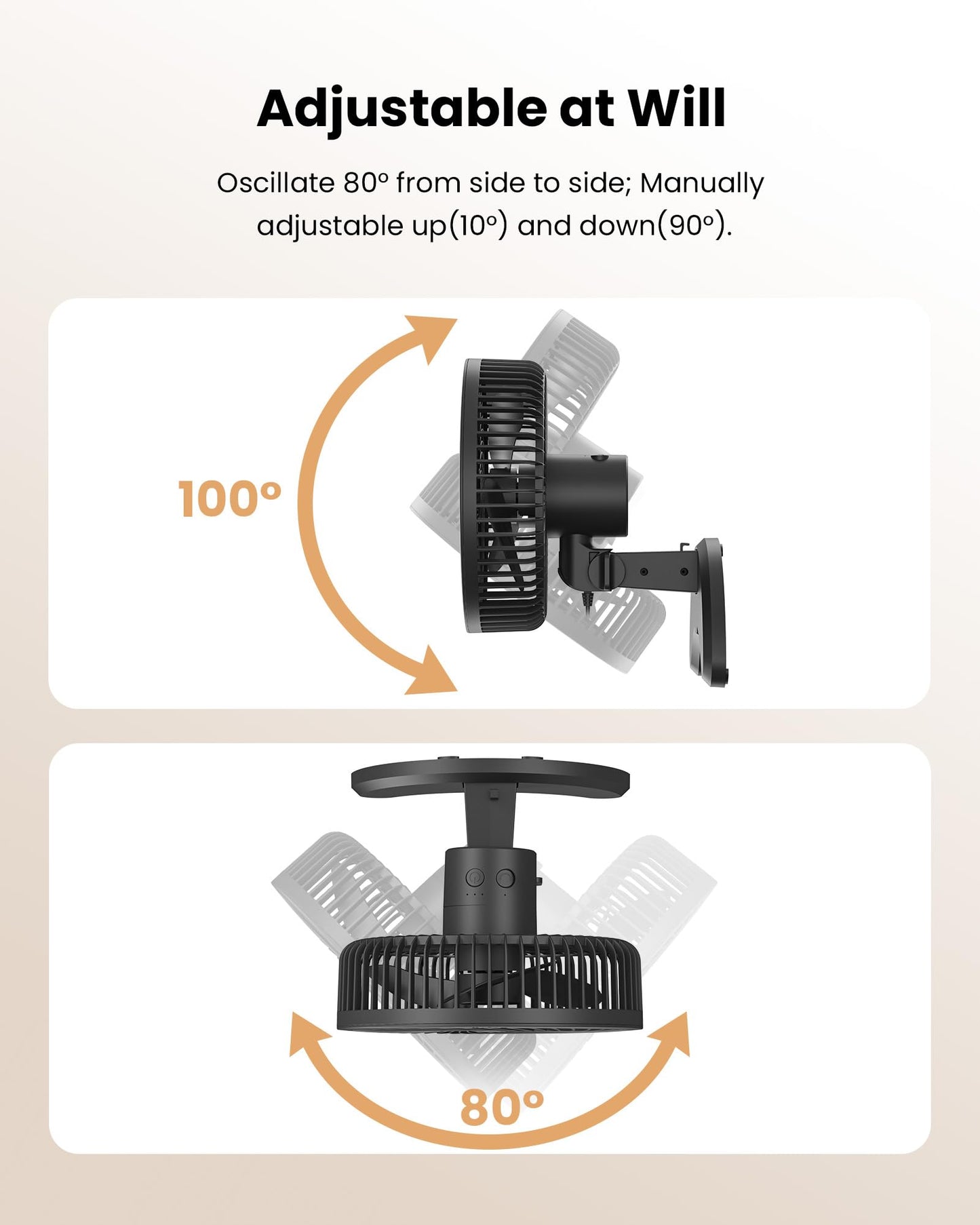 Koonie 8'' Wall Mount Fan, Quiet Small Fan with Timer, 8.2ft Wired Remote