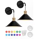 Tivkight Battery Operated Wall Sconce, Wireless Wall Lights Set of 2, 13 RGB Colors Dimmable Battery Powered Wall Lamp with Remote Memory Function