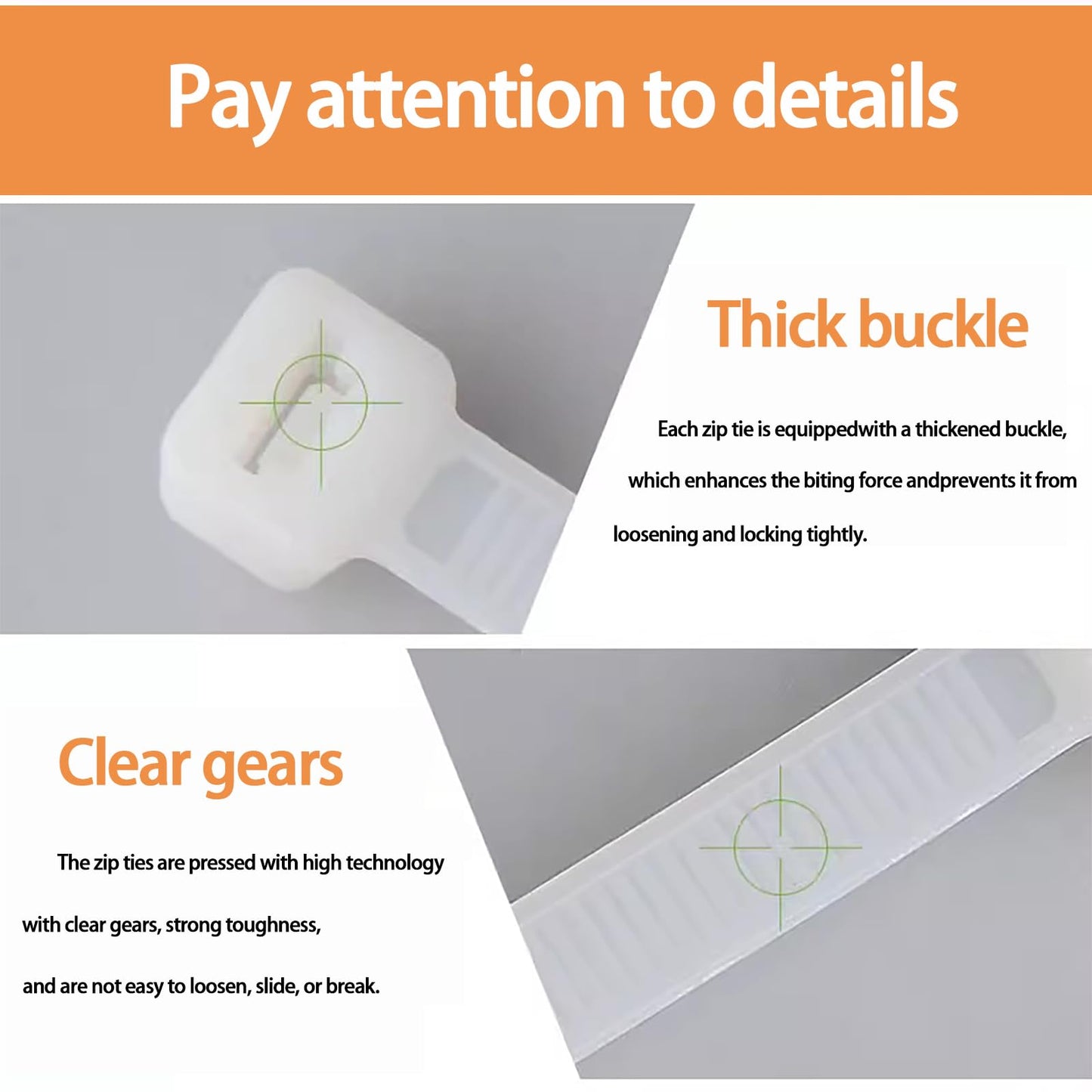 100 nylon cable ties, double-sided toothed, 11 pound tensile strength, heavy-duty cable ties, self-locking adjustable, durable, suitable for indoor