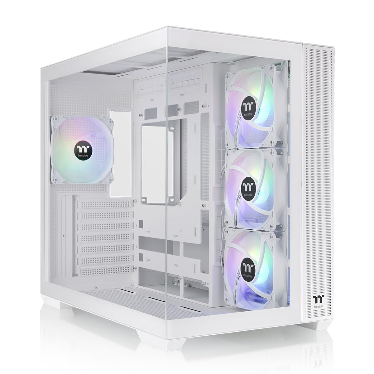 Thermaltake View 380 TG ARGB Snow ATX Case; 4x120mm ARGB Fans Included; Supports Hidden-Connector Motherboard; Front & Side Dual Tempered Glass Panel