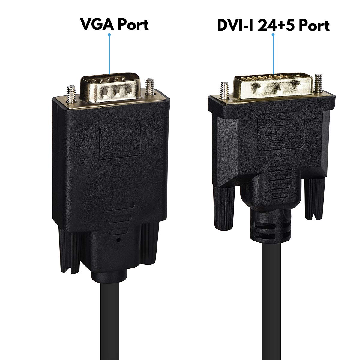 Wonlyus DVI to VGA Cable, DVI-D 24+1 to VGA 6 Feet Cable Male to Male Gold-Plated Cord for Computer, PC Host, Laptop, Graphics Card to HDTV, LG HP