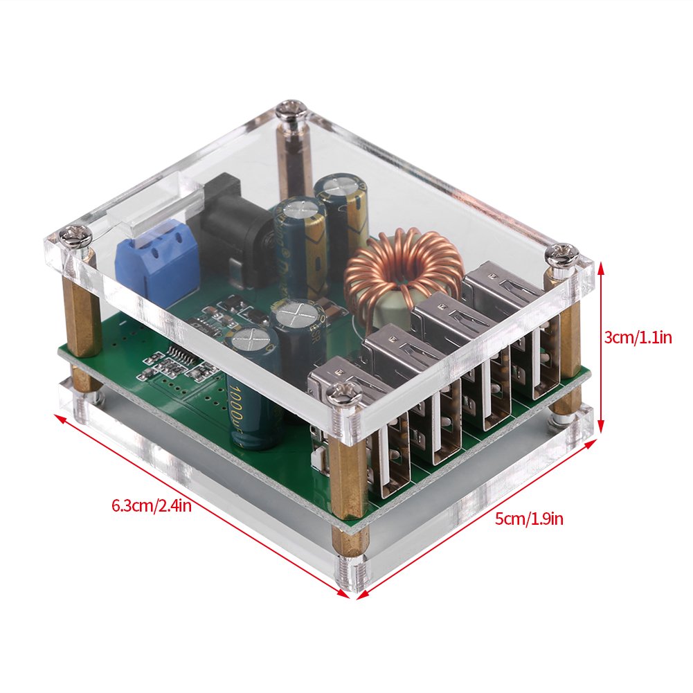 DC 7-60V to 5V Voltage Step Down Power Converter 5A Board Module Transformer with 4 USB Ports