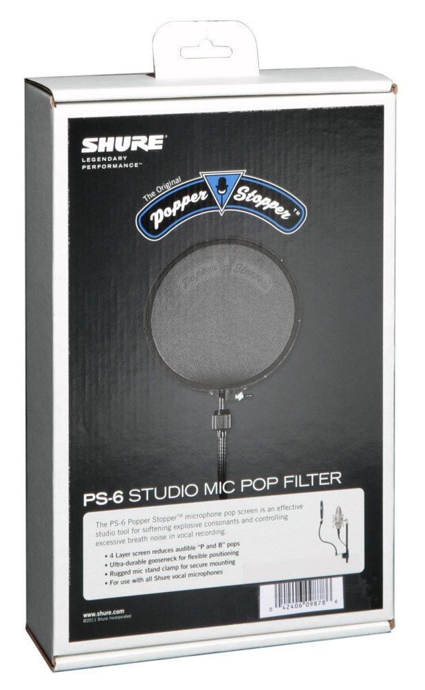 Shure Popper Stopper Pop Filter with Metal Gooseneck and Heavy Duty Microphone Stand Clamp