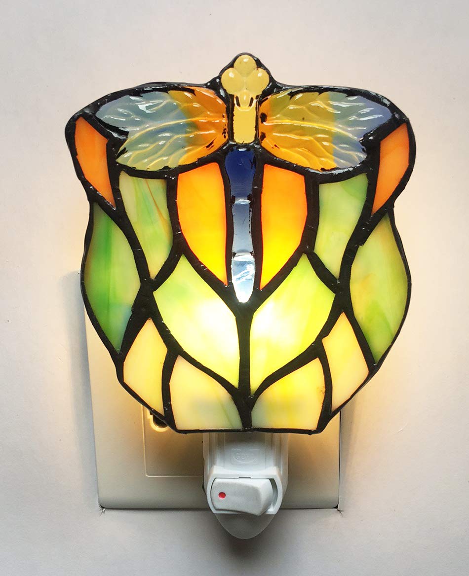 Tiffany Multicolored Glass Dragonfly Night Light HMJ7003 Lamp