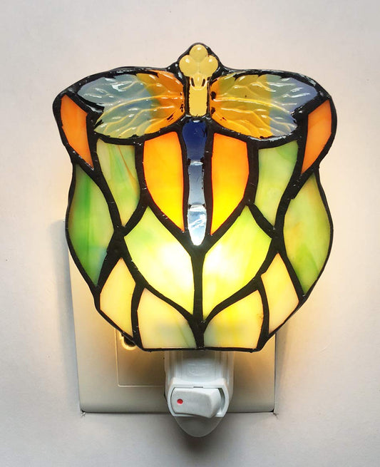Tiffany Multicolored Glass Dragonfly Night Light HMJ7003 Lamp