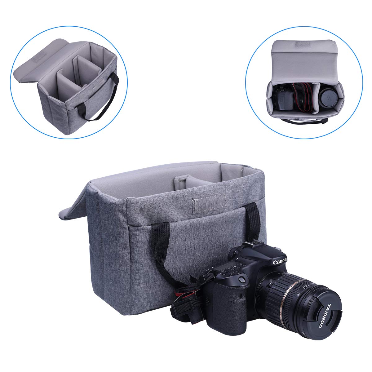 BOMKEE Camera Inserts Protective Bag Padded Insert Camer Cube Water Resistant DSLR SLR Case Foldable Liner for Sony,Canon,Nikon,Olympus Camera Lens
