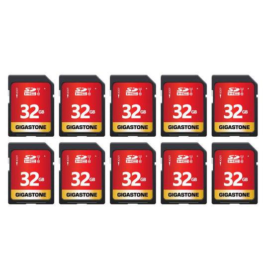 GIGASTONE 32GB SD Card 10-Pack UHS-I U1 Class 10 SDHC Memory Card High-Speed Full HD Video Compatible with Canon Digital Camera, SPYPOINT TACTACAM
