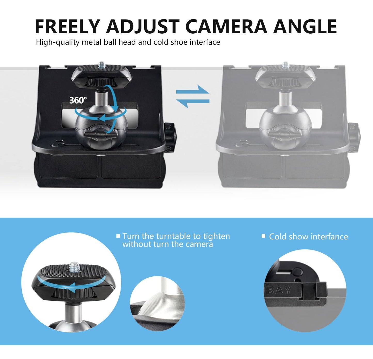RAUBAY ?CM01? Monitor Top Camera Mount Clamp, Hanging Webcam Stand with 1/4" Screw, Suitable for Flat-Screen Monitors, for Live Stream, Video