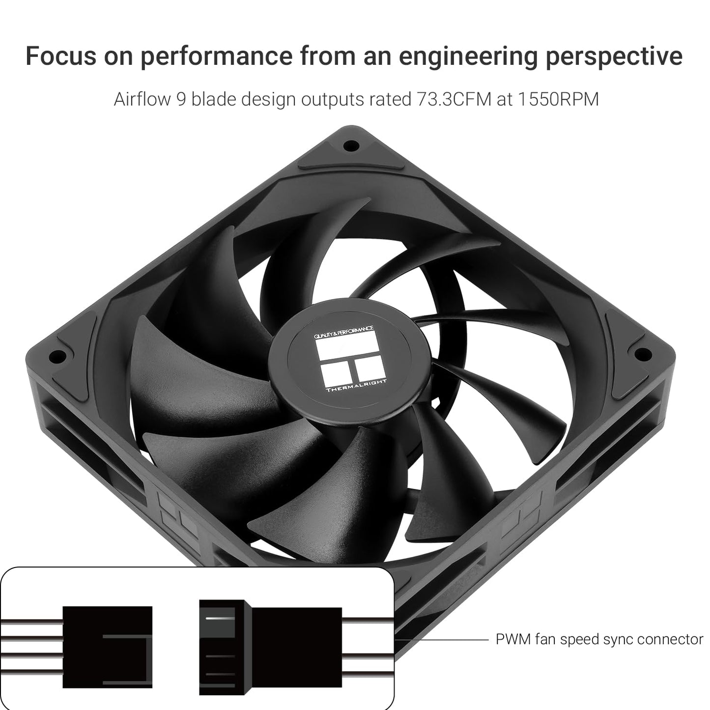 Thermalright TL-C12C-X28 X3 CPU Fan,Black Cooling Fan, PC Fan with 1550RPM Speed,120mm Computer Case Cooler Fan,PWM Control Fan for Case and Liquid