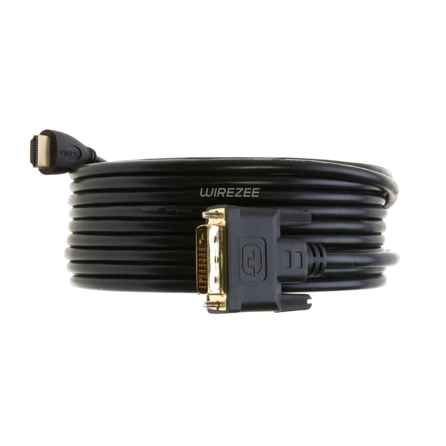 WireZee 25FT HDMI to DVI-D 24+1 Cable - HDMI Male to DVI-D Male Adapter Cable for Monitor, PC, Laptop, TV, Projector - High-Speed Digital Video Cable