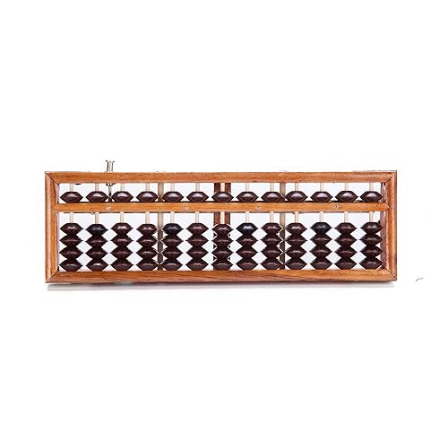 Vintage-Style 13 Rods Wooden Abacus Soroban Chinese Japanese Calculator Counting Tool w/Reset Button 9.75"