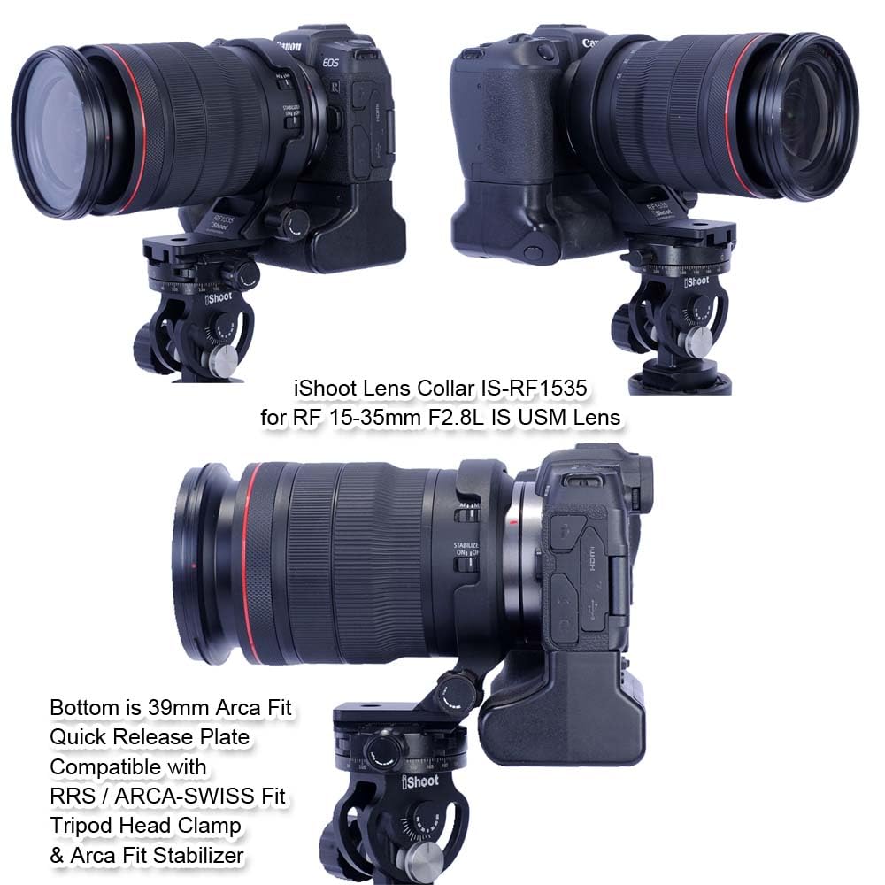 iShoot Tripod Mount Ring Lens Collar Compatible with Canon RF 15-35mm F2.8L is USM, Lens Holder Bracket Support Bottom is Arca-Swiss Fit Quick Release