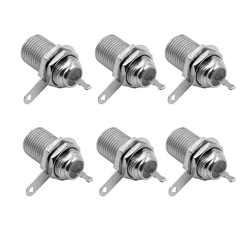 GDQLCNXB F Type Panel Mounted Socket Female Jack Solder Connector Adapter - (6 Pcs)