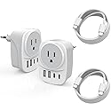 European Travel Plug Adapter,Universal Travel International Power Adapter 2 USBC Port and 2 USBA Port,Fast Charging USB C-C Woven Cable,USB C Power…