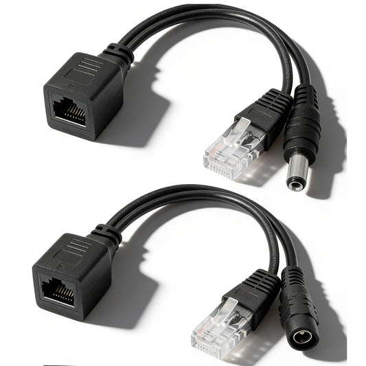 Passive POE Adapter Cable,2Pair POE Injector and POE Splitter Kit with 5.5x2.1mm DC Connector for WLAN, Routers, Switches,Internet Telephony,IP