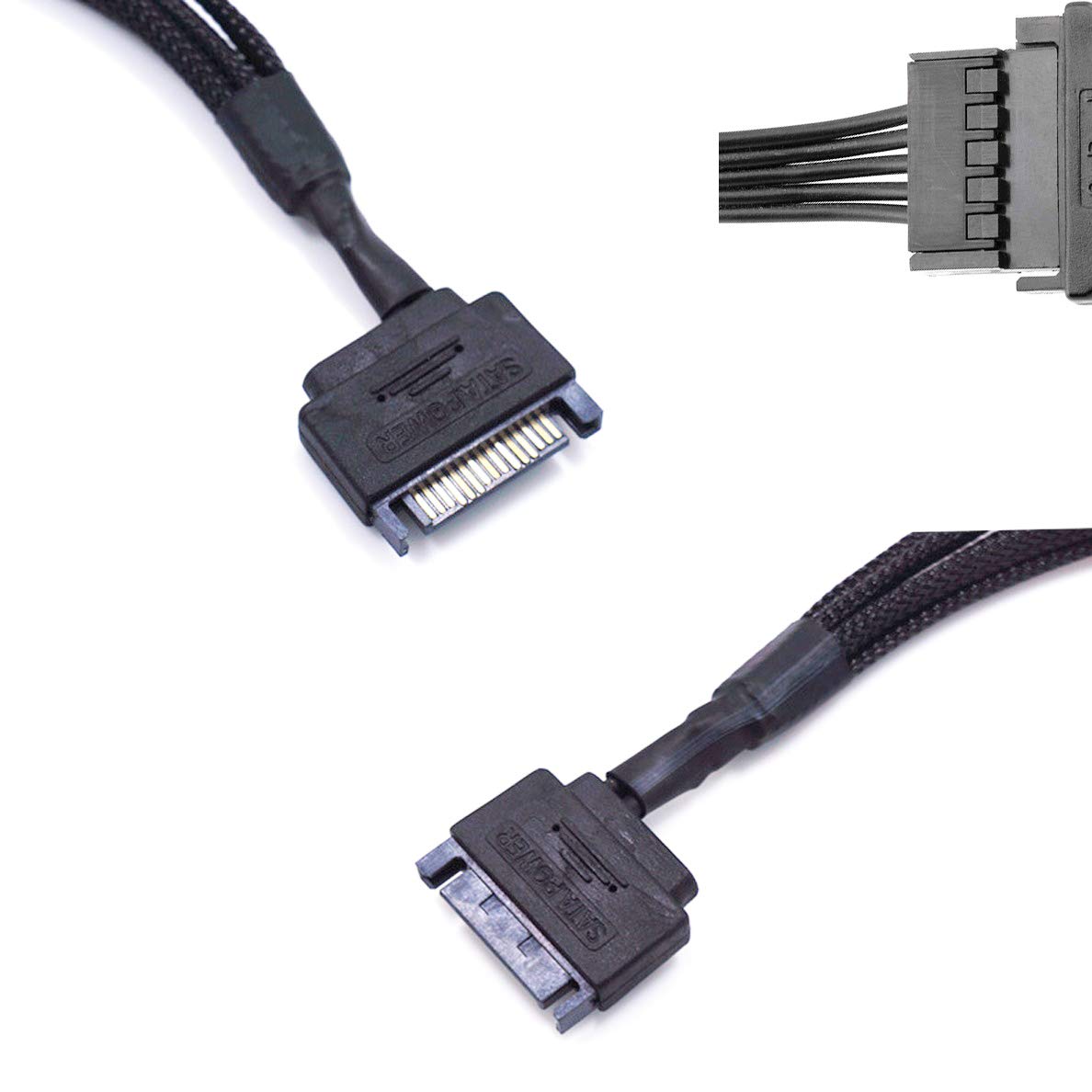 2Pack 15-Pin Male SATA to 5 Fan 12V Sleeved Power Adapter Cable SATA to 3 Pin / 4 Pin PMW PC Case Fan Power Adapter Cable,Computer Cooler Cooling Fan