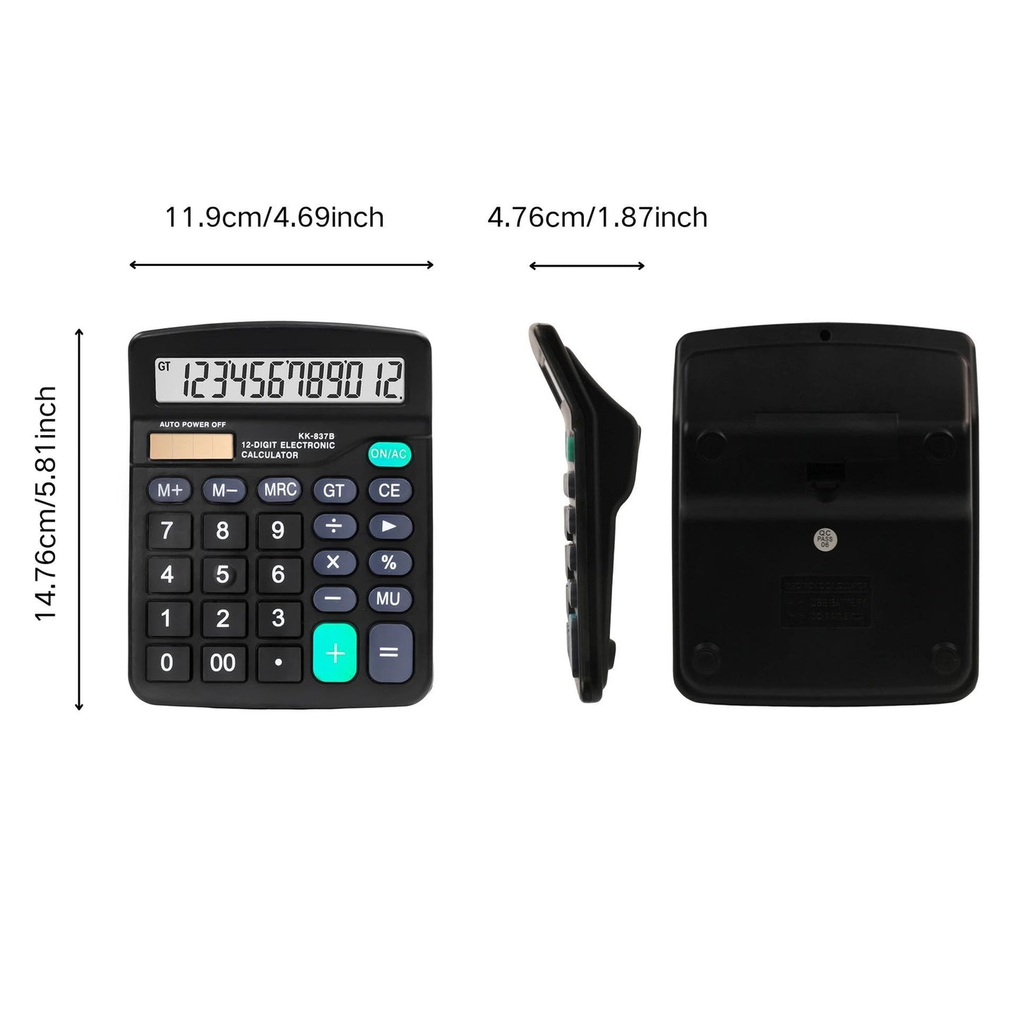 Calculator 12 Digit Office Calculators with Large LCD Display, Dual Solar Power and Battery Large Button Calculator Financial Office School