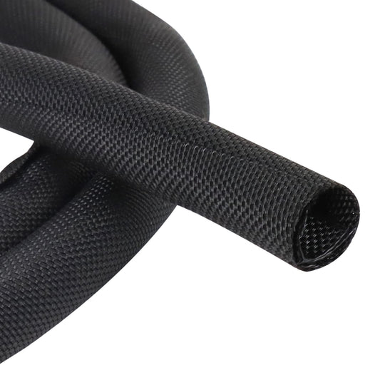 Black Braided Cable Management Sleeves Wire Loom Tubing Cord Protector Self-Wrapping (1/2"-12Feet)