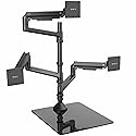 VIVO Pneumatic Arm Triple Ultrawide Monitor Desk Stand for Up to 49 inch Screens with Tempered Glass Base, Holds 3 Ultra Wides Up to 33 lbs Each