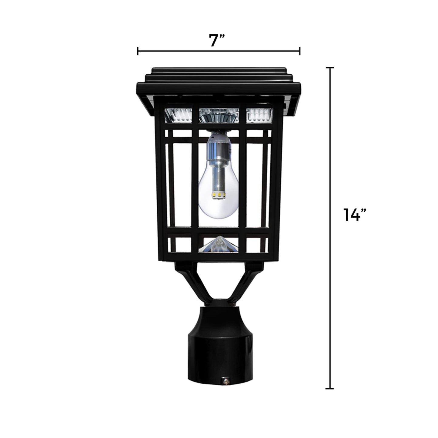Gama Sonic Prairie Bulb Lamp Outdoor Solar Light Fixture, Pole,Pier, & Wall Mount, Solar Lights Outdoor, Black, 114B033