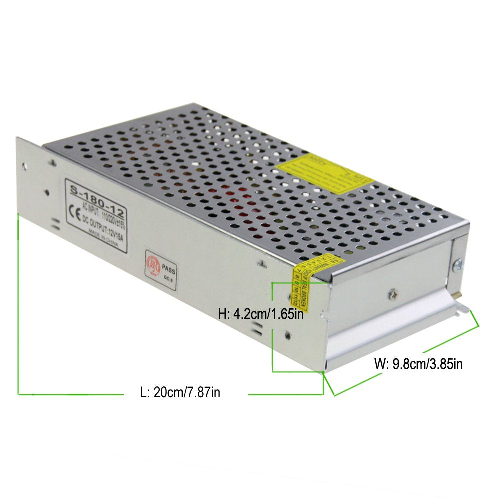 ALITOVE 12V 15A 180W Power Supply Transformer Switch AC 110V / 220V to DC 12V 15amp Switching Power Adapter Converter LED Driver for LED Strip Light…