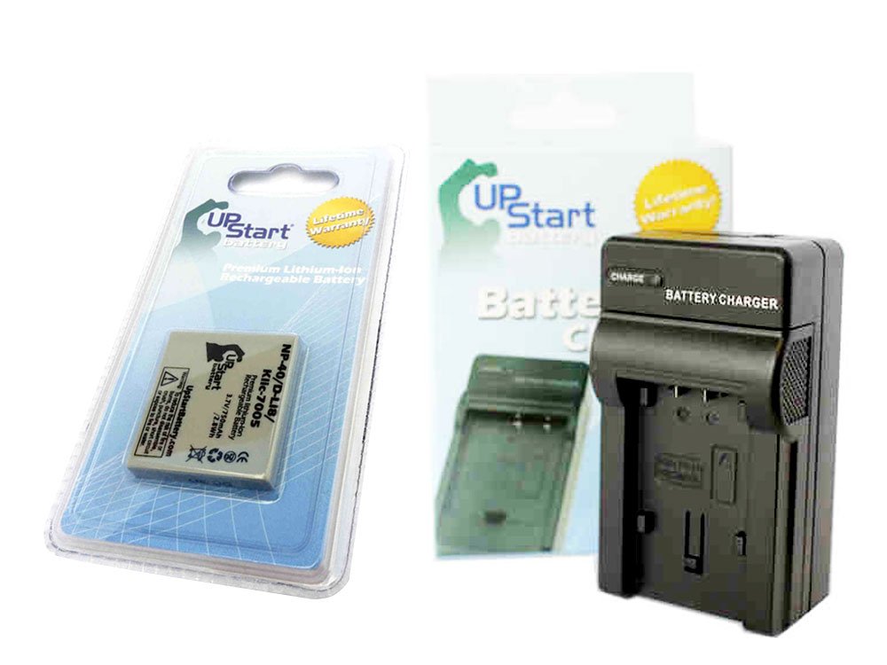 UpStart Battery NP-40 BC-40 Replacement Battery and AC/DC Dual Charger Kit for Fujifilm FinePix, Kodak Klic-7005 and Pentax D-LI8 Digital Cameras